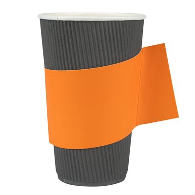 Restaurantware SLEEVES ONLY: Restpresso Hot Coffee Sleeves With Handle 1000 Disposable Cup Sleeves - Cups Sold Separately Fits 12- 16- and 20-Ounce Cups Orange Paper Cup Jackets