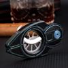 KEENSUN Vintage Titanium Cigar Cutter Guillotine VG10 Stainless Steel Double Blades (Black Cyan), One-Button Open Lock System, Beautiful Gift Box view 2