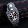 KEENSUN Vintage Titanium Cigar Cutter Guillotine VG10 Stainless Steel Double Blades (Black Cyan), One-Button Open Lock System, Beautiful Gift Box view 4