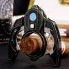 KEENSUN Vintage Titanium Cigar Cutter Guillotine VG10 Stainless Steel Double Blades (Black Yellow), One-Button Open Lock System, Beautiful Gift Box view 3