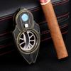 KEENSUN Vintage Titanium Cigar Cutter Guillotine VG10 Stainless Steel Double Blades (Black Yellow), One-Button Open Lock System, Beautiful Gift Box view 4