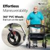 Helavo Bariatric Walker with Large, Height-Adjustable Seat, 550 lbs Weight Capacity, All Terrain 8-inch Wheels, 28-inch Wide - Extra Wide Heavy Duty Rollator for Seniors view 3