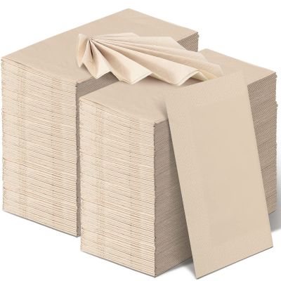WILLBOND 300 Packs Disposable Paper Napkins Bulk Bamboo Paper Towels Disposable Hand Towels for Bathroom Eco Unbleached Brown Dinner Napkins