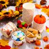Potchen 50 Pack 9 oz Thanksgiving Day Disposable Paper Cups Fall Themed Disposable Dessert Bowls Paper Snack Cups Paper Soup Cups Fall Party Supplies for Hot or Cold Food Party Supplie(Turkey) view 2