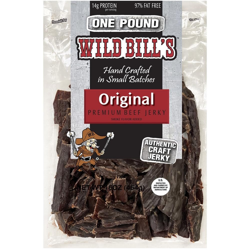 Wild Bills Hickory Smoked Beef Jerky Pieces 16 Ounce Pack
