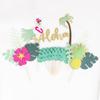 13Pcs Glitter Aloha Cake Topper Flamingo Cake Toppers Tropical Palm Leaves Cupcake Toppers Flamingo Happy Birthday Cake Decoration Tropical Hawaiian Luau Themed Party Supplies view 2