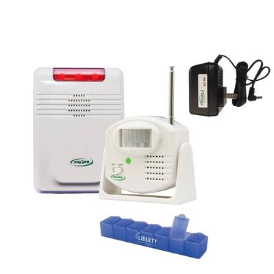 Smart Caregiver Economy Elderly Monitoring System  Fall Prevention, Wireless Motion Sensor, Wireless Alarm, AC Adapter, Liberty Pill Case for Dementia & Alzheimer's Care