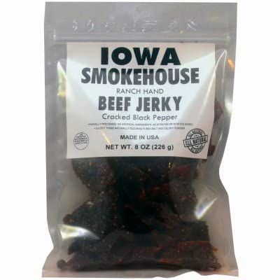 IOWA SMOKEHOUSE IS-RH8JP Ranch Hand Beef Cracked Black Pepper Jerky, 8-oz. - Quantity 14