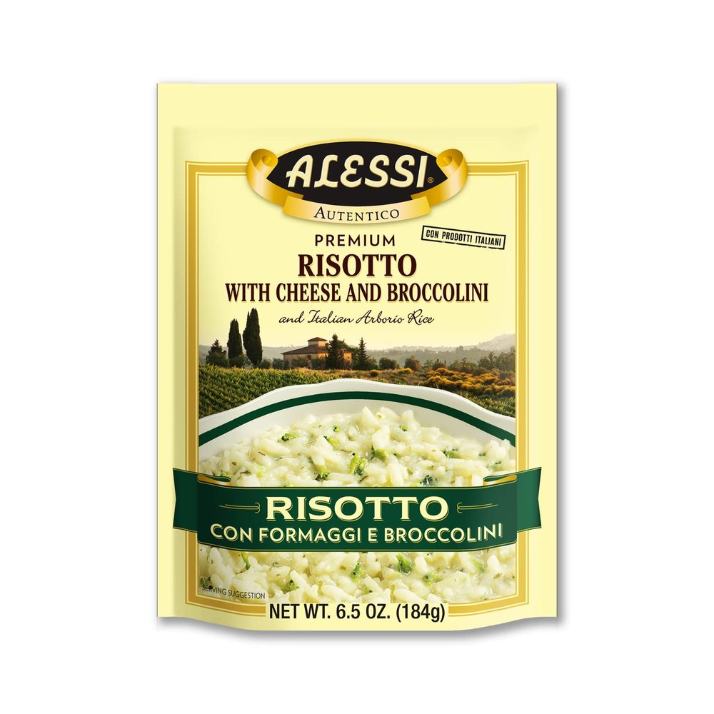 Alessi Autentico, Premium Seasoned Risotto, Italian Arborio Rice, Easy to Prepare, 6.5 Ounce (Cheese & Broccolini, Pack of 6)