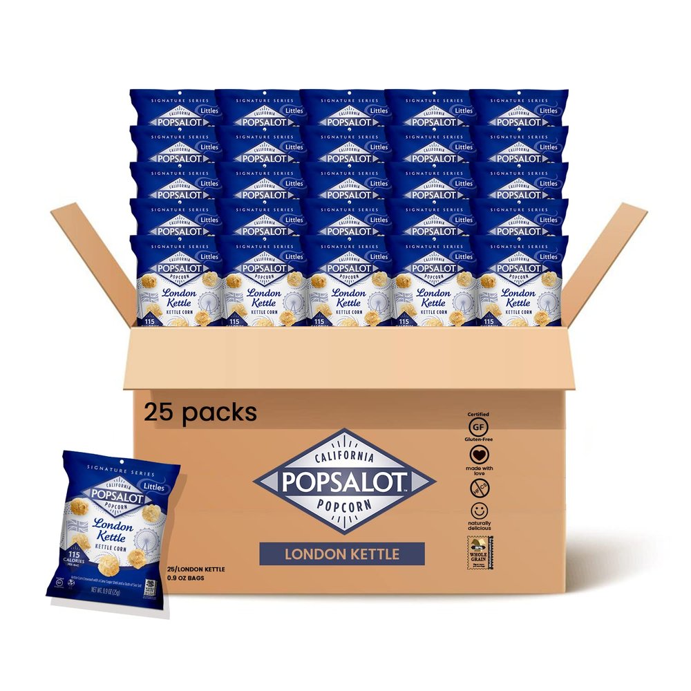 Popsalot - Gourmet Popcorn | Flavored Popcorn | Oven-Baked | Kettle Corn | Gluten-Free | Air-Popped | Multi-Pack (London Kettle, Pack of 25)