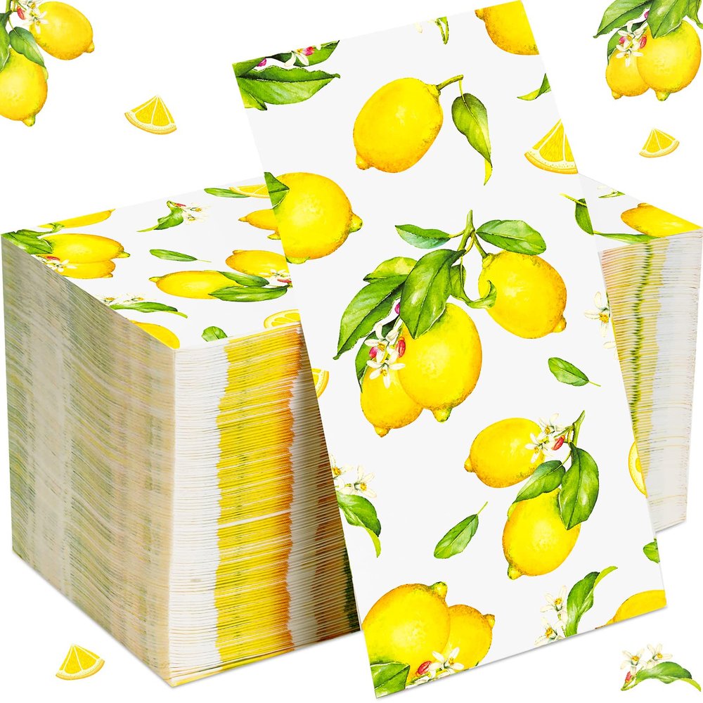 150 Pcs Disposable Guest Napkins 3 Ply Lemon Paper Napkins Summer Hand Towels for Bathroom Paper Towels Decorative Napkins for Summer Tea Party Baby Shower