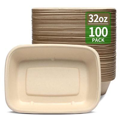 bloomoon 100 Pack 32 oz Large Paper Bowls, Chipo-tle Style Disposable Bowls for Burrito, Nacho, Taco Salad, Baked Potato, Nacho Bar Supplies for Party, 100 BOWLS ONLY