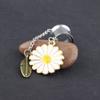 ZHAOZOUL 2 Pieces Stainless Steel Pendant Ear Pin Hair Extensions with Daisy and Leaf Pendant Ear Extensions,Silver,12mm view 4