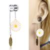 ZHAOZOUL 2 Pieces Stainless Steel Pendant Ear Pin Hair Extensions with Daisy and Leaf Pendant Ear Extensions,Silver,8mm view 2