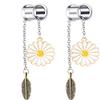 ZHAOZOUL 2 Pieces Stainless Steel Pendant Ear Pin Hair Extensions with Daisy and Leaf Pendant Ear Extensions,Silver,25mm view 1