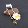 ZHAOZOUL 2 Pieces Stainless Steel Pendant Ear Pin Hair Extensions with Daisy and Leaf Pendant Ear Extensions,Silver,10mm view 3