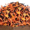 UNIQOOO 16oz Halloween Crinkle Cut Paper, Metallic Black Orange Shredded Paper Raffia Filler w/Pumpkin Confetti, Trick or Treat Candy Gift Basket Box Craft Bedding Cushion, Birthday Party Packaging view 1