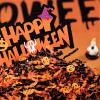 UNIQOOO 16oz Halloween Crinkle Cut Paper, Metallic Black Orange Shredded Paper Raffia Filler w/Pumpkin Confetti, Trick or Treat Candy Gift Basket Box Craft Bedding Cushion, Birthday Party Packaging view 2