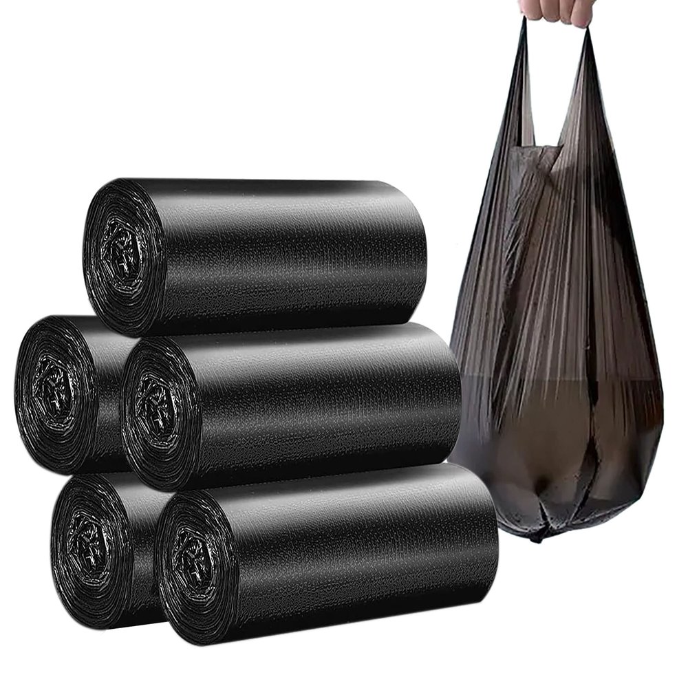 4 GALLON Bathroom Trash Bags Black, 5 Rolls/100 Counts Small HANDLES Garbage Bags for Office, Bathroom Wastebasket Waste Bin Black Portable Rubbish Bags (Black 100 Counts)
