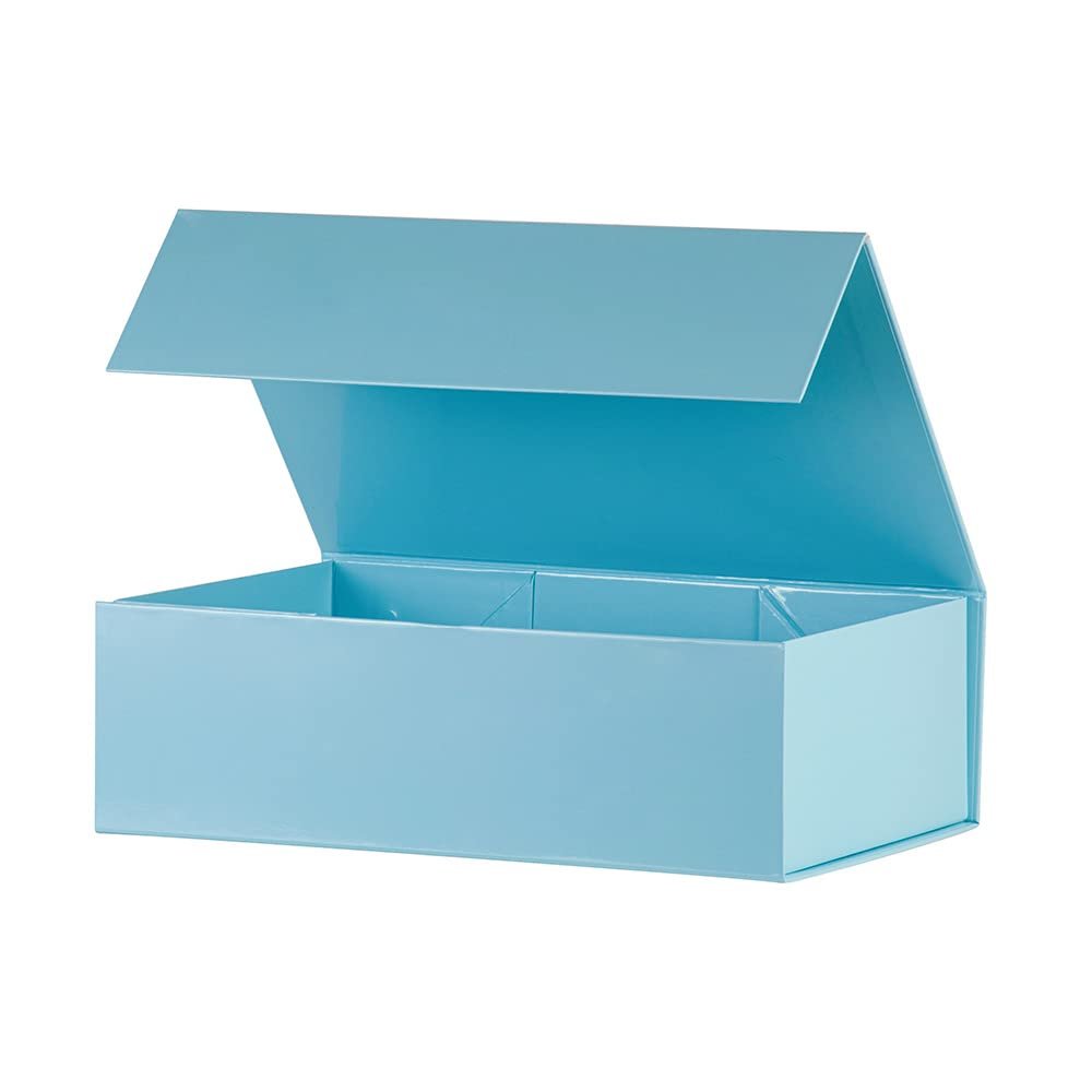 OBMMIRAO Upgrade 1 Pcs Blue 13x9x4 Inch Hard Large Gift Box with Lid, Foldable Magnetic Gift Boxes,Groomsman Box Bridesmaid Proposal for Clothes