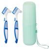 Anbbas 2pcs Double Bristle Head Denture Brush Dental Cleaning Brush with Portable Toothbrush Cup Holder, Properly Clean Oral Appliance view 1