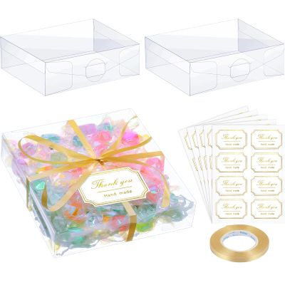 TaoBary 35 Pcs 4 x 4 x 1.2 Inch Clear Single Cookie Boxes Small Clear Cookie Treat Boxes for Bridal Shower Cookies Macarons Brownies Donuts Candy Chocolate Wedding Valentine Party Favors