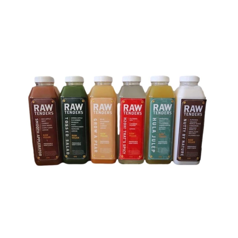 Cold Pressed Juice Variety Pack - Juice Cleanse by Raw Tenders, Tropical Flavors, All Natural Raw - Boost Your Immune System, Increase Your Energy (Grow A Pear 6 Pack)