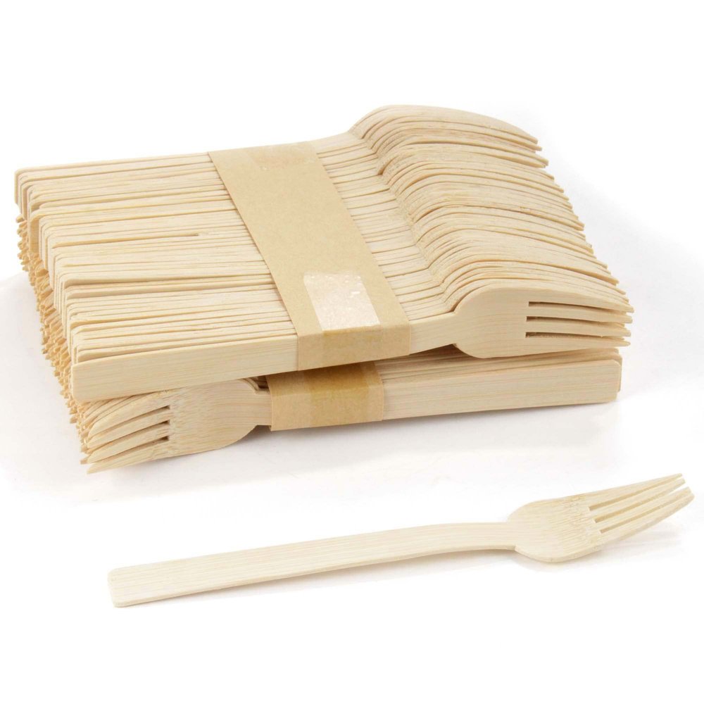 Bulk Pack Natural Dinner Party Catering Bamboo Veneer Utensil - Forks - 1000pcs