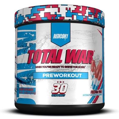 REDCON1 Total War Pre Workout - Beta Alanine + Citrulline Malate Keto Friendly Preworkout for Men & Women with 320mg of Caffeine - Fast Acting - Freedom Punch (30 Servings)