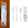 100 White Plastic Cutlery Packets - Knife, Fork, Spoon, Napkin, Salt, Pepper Sets | Individually Wrapped Disposable Silverware view 1