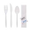 100 White Plastic Cutlery Packets - Knife, Fork, Spoon, Napkin, Salt, Pepper Sets | Individually Wrapped Disposable Silverware view 2