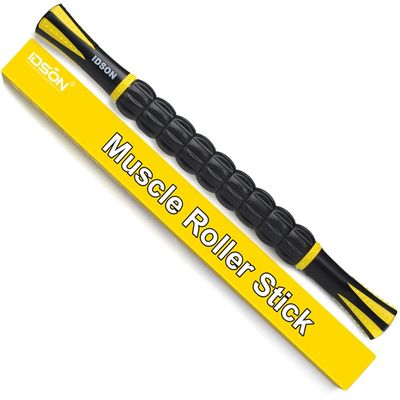 Idson Muscle Roller Stick for Athletes- Body Massage Sticks Tools-Muscle Roller Massager for Relief Muscle Soreness,Cramping and Tightness,Help Legs and Back Recovery,Black Yellow