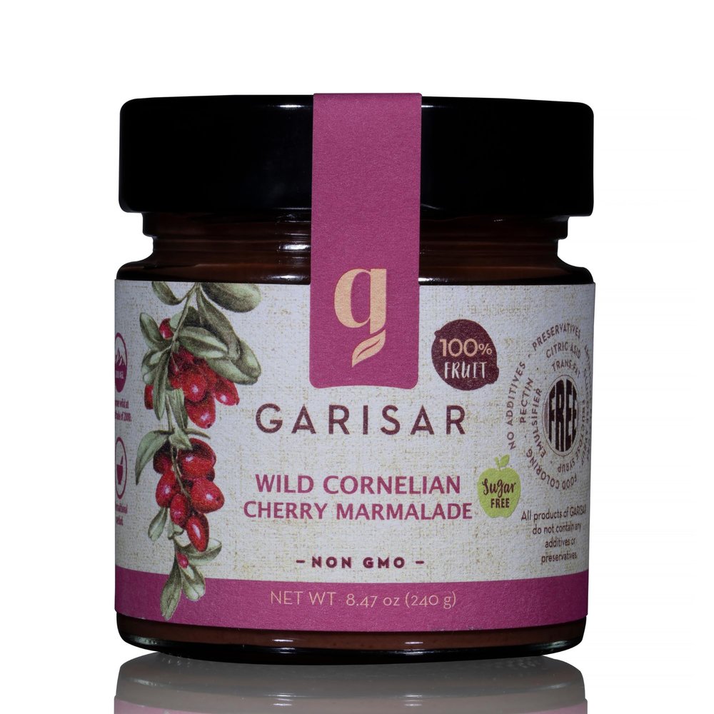 Garisar- Wild Cornelian Cherry Marmalade SUGAR FREE - 100% Fruit - Keto Friendly- Wild Cornelian Cherry - Marmalade Gift - 8.47 oz - Best Gift (Pack of 1)