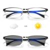 LKP Photochromic Reading Glasses Progressive Multifocus Transition Glasses Men Sunglasses Blue Light Blocking Half Frame(Silver grey,2.50) view 1