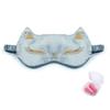 Cat Embroidered Soft Blindfold Eye Cover Eyeshade with Earplugs, Plane Travel Nap Night Sleeping Eye Mask Silk Sleep Eye Mask Sleep Mask for Kids Men Women view 1
