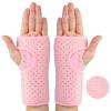 2 Pieces Carpal Tunnel Wrist Brace for Night Wrist Sleep Supports Splints Stabilizer and Hand Brace Cushioned to Help with Carpal Tunnel Pain Relief Universal Adjustable Fit(Breathable Style,Pink) view 1