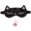 Cat Embroidered Soft Blindfold Eye Cover Eyeshade with Earplugs, Plane Travel Nap Night Sleeping Eye Mask Silk Sleep Eye Mask Sleep Mask for Kids Men Women view 1
