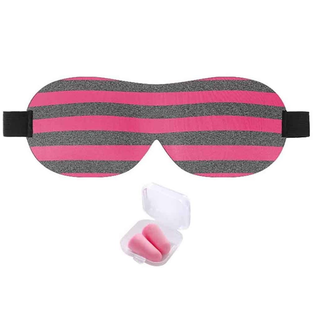 Kids Men Women Stripe Blindfold Eye Cover Eyeshade Plan Travel Nap Night Sleeping Contoured Blinder Super Soft Sleep Mask Sleep Eye Mask with Earplugs