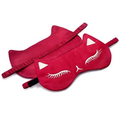 JOIZPAPA Cat Embroidered Soft Blindfold Eye Cover Eyeshade with Earplugs, Plane Travel Nap Night Sleeping Eye Mask Silk Sleep Eye Mask Sleep Mask for Kids Men Women
