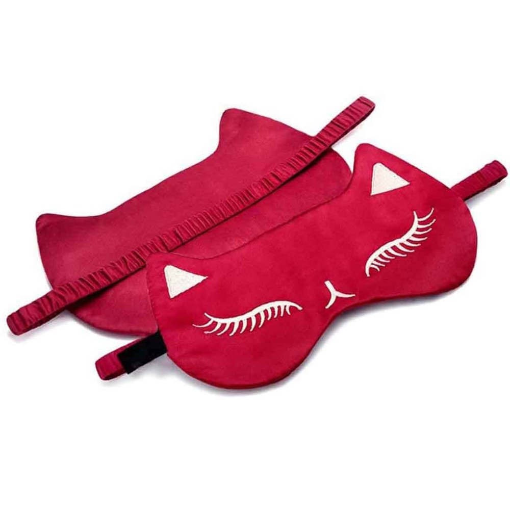 JOIZPAPA Cat Embroidered Soft Blindfold Eye Cover Eyeshade with Earplugs, Plane Travel Nap Night Sleeping Eye Mask Silk Sleep Eye Mask Sleep Mask for Kids Men Women