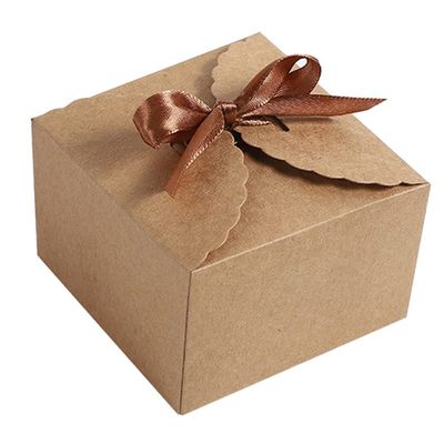 15pcs Small Gift Boxes Recycled Paper Favor Boxes with Ribbons,4.7x4.7x3.5 Inches Decorative Gift Boxes with Lids for Birthday,Wedding,Party,Chocolate(L,Brown)