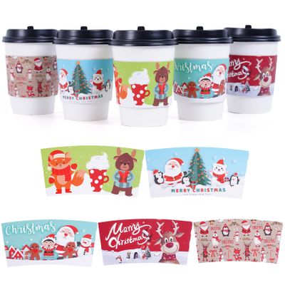 Smarimple Christmas Coffee Cup Sleeves 60 Count Hot Chocolate Cocoa Paper Cup Sleeves, Double-Layer Protective Heat Cold Drinks Insulated for Tea Cold Beverage
