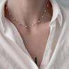 Vintage Pearl Beaded Necklace Pearl Clavicle Chain Adjustable Gold and Silver Necklace view 3