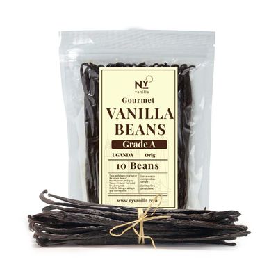 10 Vanilla Beans Grade A+, Whole Vanilla Bean Pods For VanillaExtract, 6-8 Inches, Non GMO. Perfect For Homemade Extract & Baking, Desserts by NYVanilla