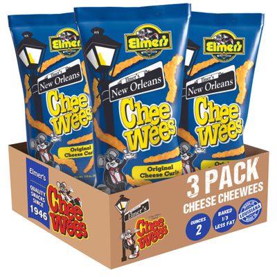 Elmer's New Orleans Chee-wee's, Authentic NOLA Original Flavor, Irresistible Crunchy Snack Delight 2 oz Bags, Pack of 3