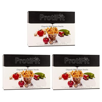 PROTIFIT - High Protein Chipolte BBQ Zipper Snacks 3 Pack, 15g Protein, Low Calorie, Low Sugar, Low Fat, Ideal Protein Compatible, 7 Servings Per Box, (3 Pack)