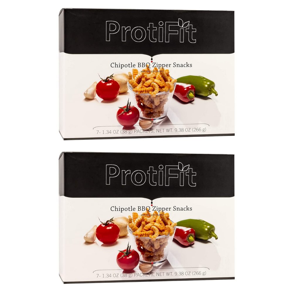 PROTIFIT - High Protein Chipolte BBQ Zipper Snacks 2 Pack, 15g Protein, Low Calorie, Low Sugar, Low Fat, Ideal Protein Compatible, 7 Servings Per Box, (2 Pack)