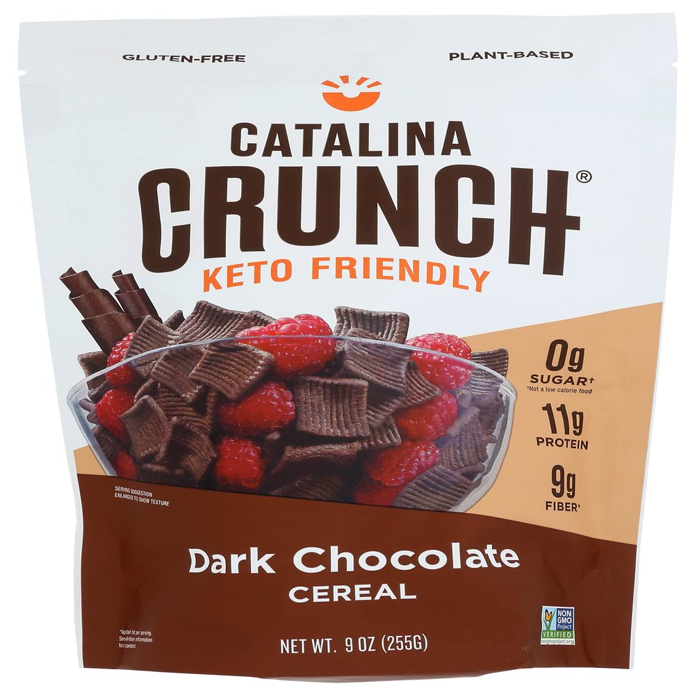 Catalina Crunch Dark Chocolate - Ketogenic Diet Cereal, Low Carb, Sugar Free, Gluten Free, Grain Free, Vegan Plant Protein Snacks, 9 oz (Pack of 6)