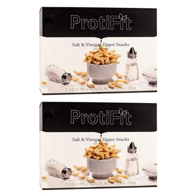 PROTIFIT - High Protein Salt and Vinegar Zipper Snacks 2 Pack, 15g Protein, Low Calorie, Low Sugar, Low Fat, Ideal Protein Compatible, 7 Servings Per Box, (2 Pack)