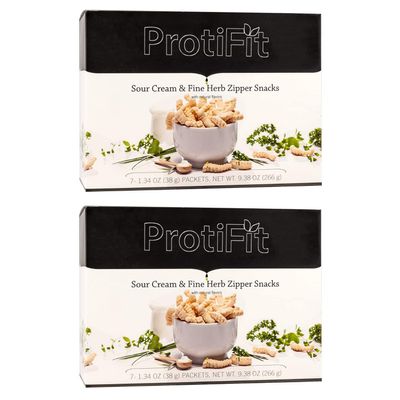 PROTIFIT - High Protein Sour Cream and Fine Herb Zipper Snacks 2 Pack, 15g Protein, Low Calorie, Low Sugar, Low Fat, Ideal Protein Compatible, 7 Servings Per Box, (2 Pack)